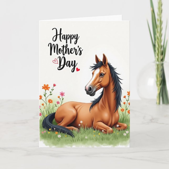 Chestnut Horse Mothers Day Card (Front)