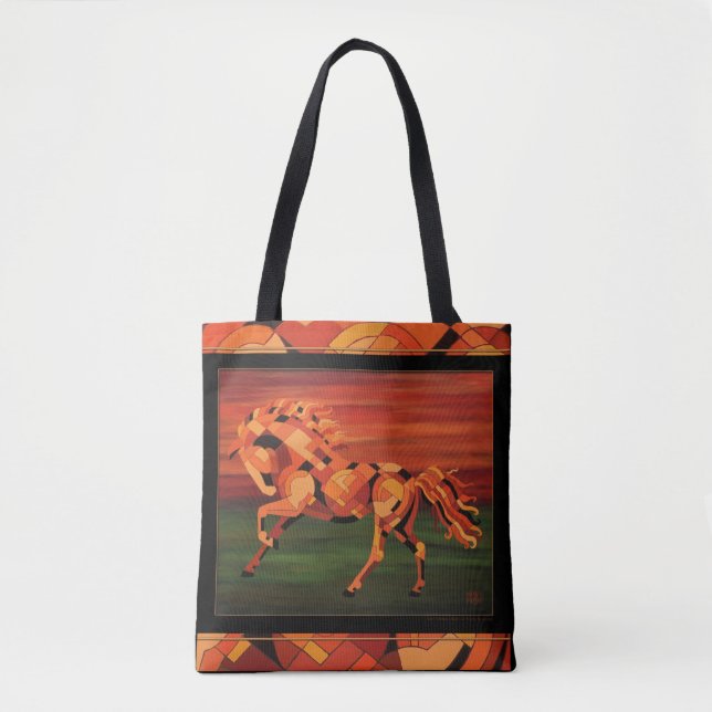 Chestnut Horse Running - Tote bag with Horse Art (Front)