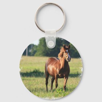 Chestnut Horse Standing Keychain by HorseStall at Zazzle