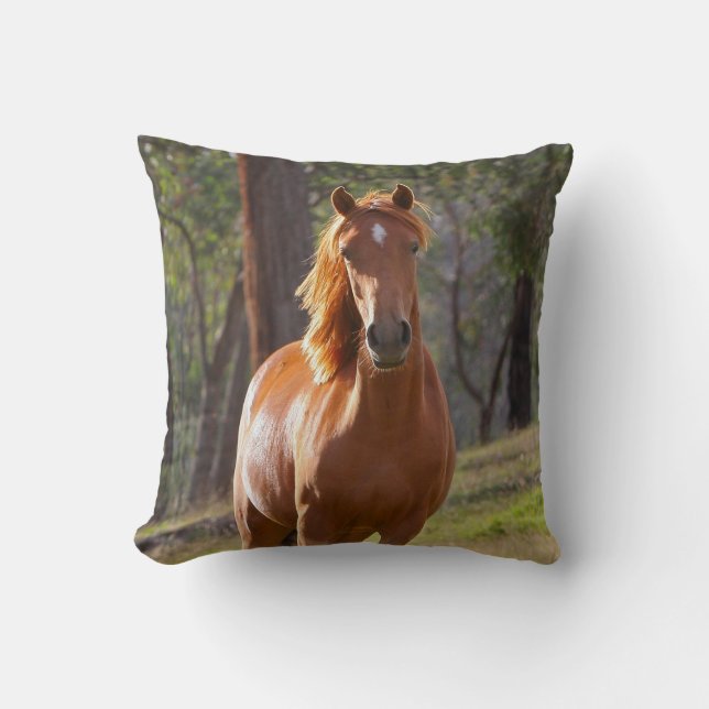 Chestnut Horse Throw Pillow (Front)