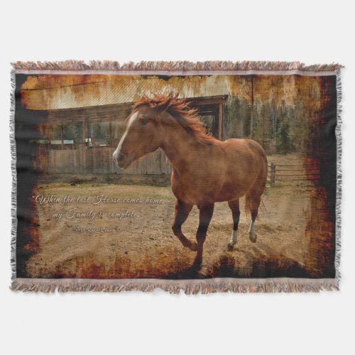 Chestnut Horse Trotting up a Hill Photo Throw Blanket