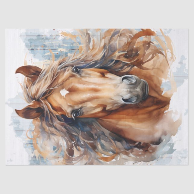 Chestnut Horse Watercolor Decoupage Tissue Paper (Front)
