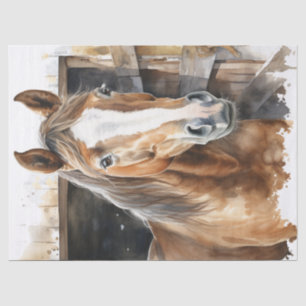 Chestnut Horse Watercolor Decoupage Tissue Paper