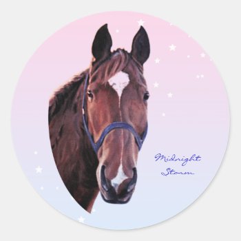 Chestnut Horse With White Star Classic Round Sticker by GillianOwenHorses at Zazzle