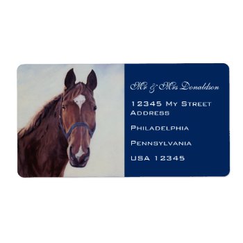 Chestnut Horse With White Star  Label by GillianOwenHorses at Zazzle