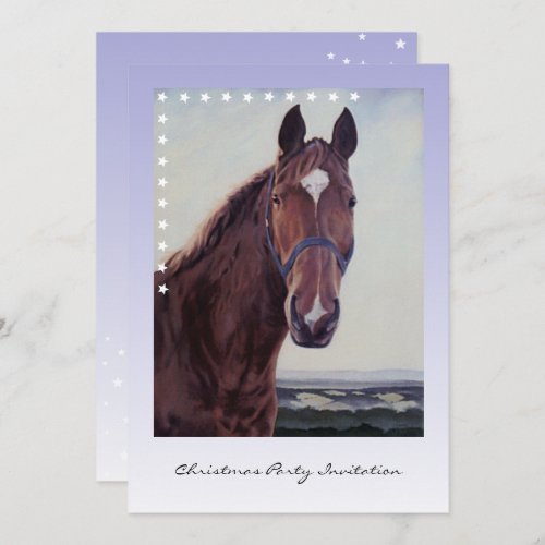 Chestnut Horse with White Star Oil Painting Invitation