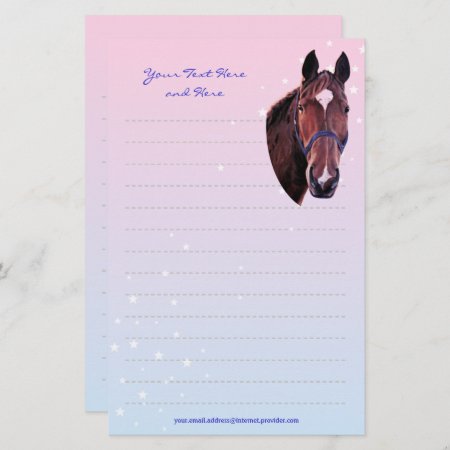 Chestnut Horse With White Star Writing Paper