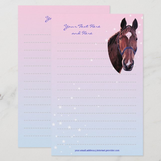 Chestnut Horse with White Star Writing Paper (Front/Back)