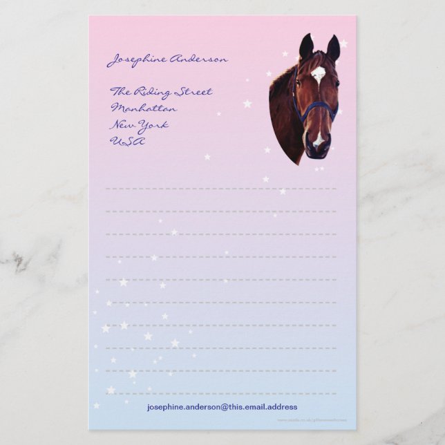 Chestnut Horse with White Star Writing Paper (Front)