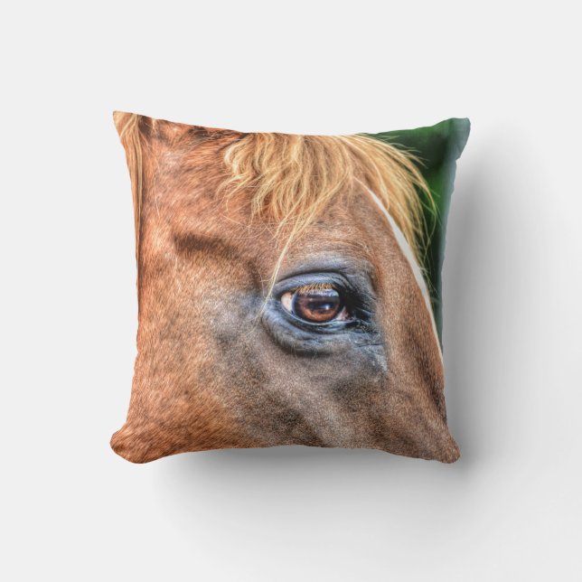 Chestnut Horse's Eye Equine Photo Throw Pillow (Front)