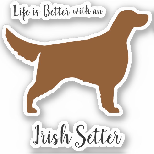 Chestnut Irish Setter Dog Silhouette Vinyl Sticker (Front)