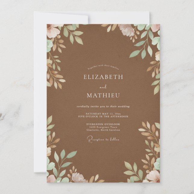 Chestnut Leafy Wedding Invitation (Front)