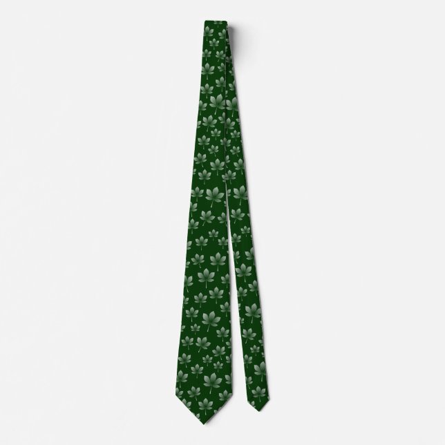 Chestnut Leaves - On Dark Green 003300 Neck Tie (Front)