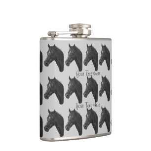 Chestnut mare horse portrait equine design flask