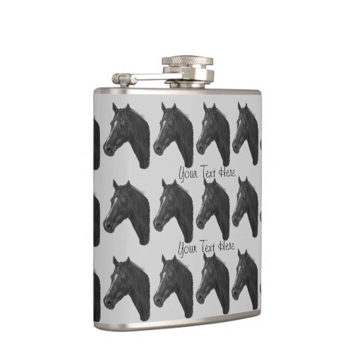 Chestnut mare horse portrait equine design flask