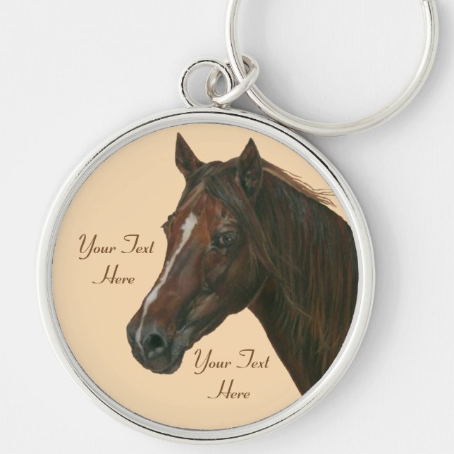 Chestnut mare horse portrait equine  keychain (Front)