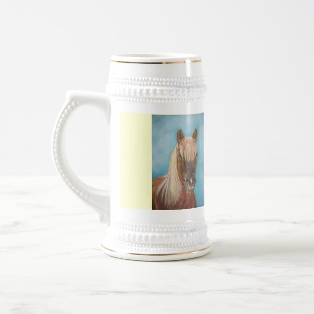 chestnut mare horse with blonde mane equine art beer stein (Left)