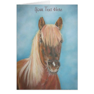 chestnut mare with blonde mane equine art horse cards