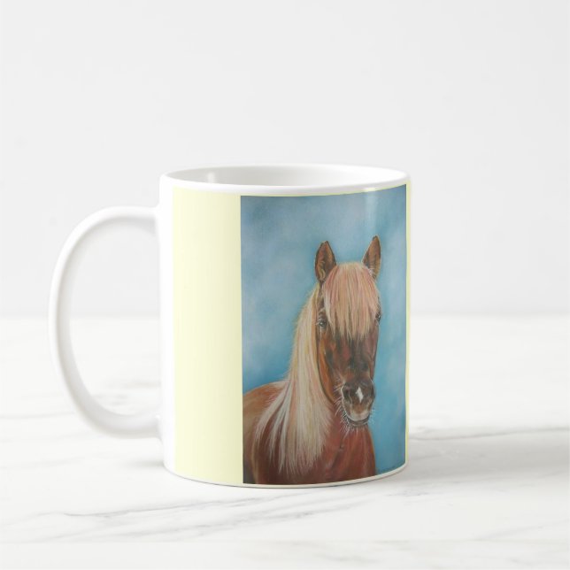 chestnut mare with blonde mane equine art horse coffee mug (Left)