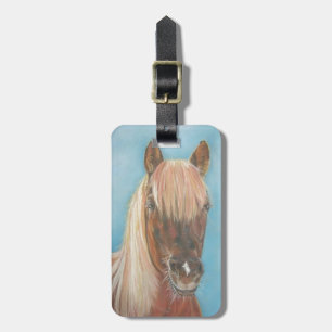 chestnut mare with blonde mane equine art horse luggage tag