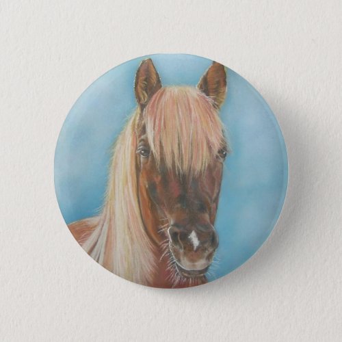 chestnut mare with blonde mane equine art horse pinback button