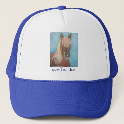 chestnut mare with blonde mane equine art horse trucker hat