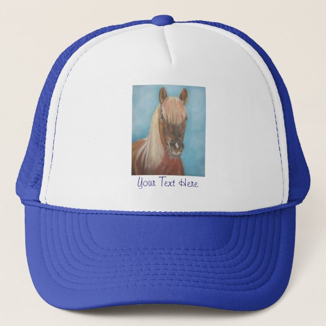 chestnut mare with blonde mane equine art horse trucker hat (Front)