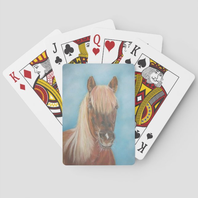 chestnut mare with blonde mane equine horse poker cards (Back)