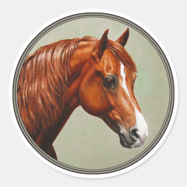 Chestnut Morgan Horse Classic Round Sticker (Front)