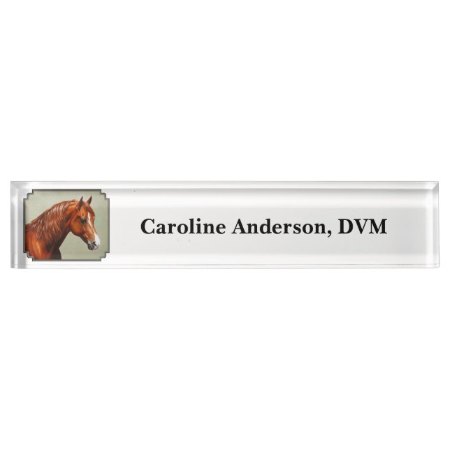 Chestnut Morgan Horse Desk Name Plate (Front)