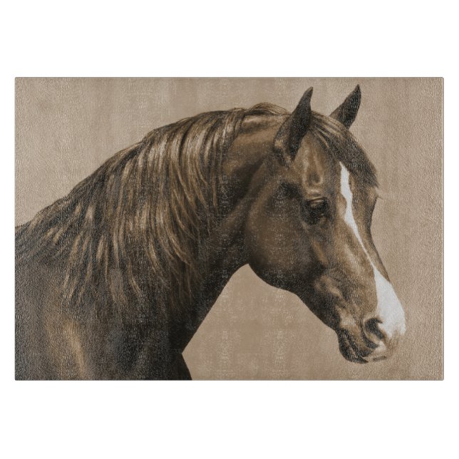 Chestnut Morgan Horse in Sepia Cutting Board (Front)