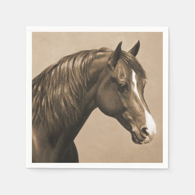 Chestnut Morgan Horse in Sepia Napkins (Front)