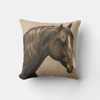 Chestnut Morgan Horse in Sepia Throw Pillow