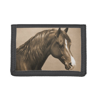 Chestnut Morgan Horse in Sepia Trifold Wallet