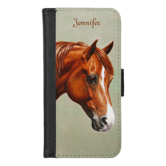 Chestnut Morgan Horse iPhone Wallet Case (Front)