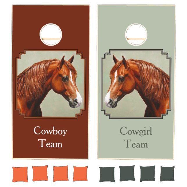 Chestnut Morgan Horse Rusty Red Cornhole Set (Set)