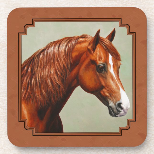 Chestnut Morgan Horse Rusty Red Drink Coaster (Front)