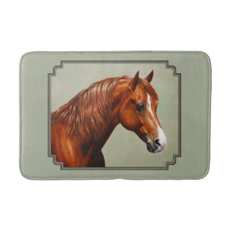 Chestnut Morgan Horse Sage Green Bath Mat