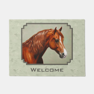 Chestnut Morgan Horse Sage Green Doormat