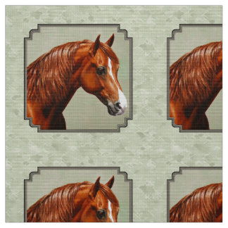 Chestnut Morgan Horse Sage Green Fabric