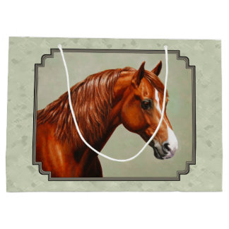 Chestnut Morgan Horse Sage Green Large Gift Bag