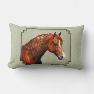 Chestnut Morgan Horse Sage Green Lumbar Pillow