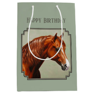 Chestnut Morgan Horse Sage Green Medium Gift Bag
