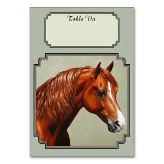 Chestnut Morgan Horse Sage Green Table Number
