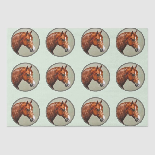 Chestnut Morgan Horse Sage Green Tissue Paper (Front)