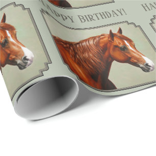 Chestnut Morgan Horse Sage Green Wrapping Paper