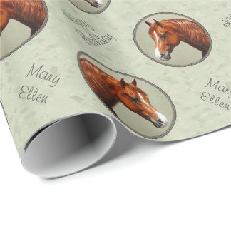 Chestnut Morgan Horse Sage Green Wrapping Paper