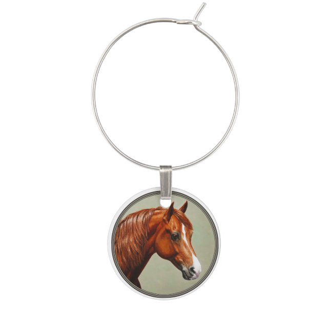 Chestnut Morgan Horse Wine Charm (Front)