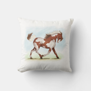 Chestnut Overo Skewbald Horse Throw Pillow