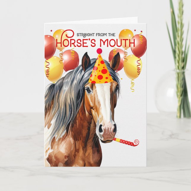 Chestnut Paint Horse Funny Birthday Card (Front)